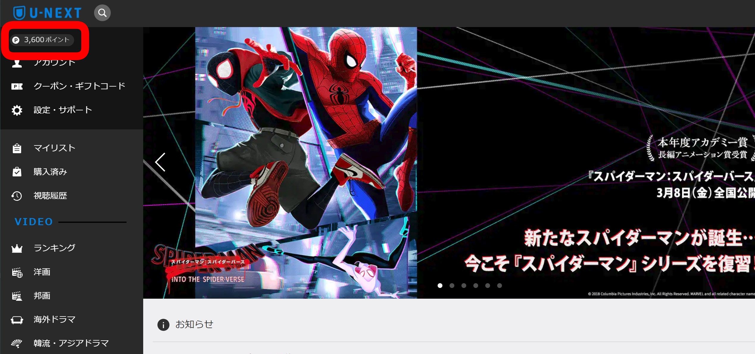 UNEXTのポイント